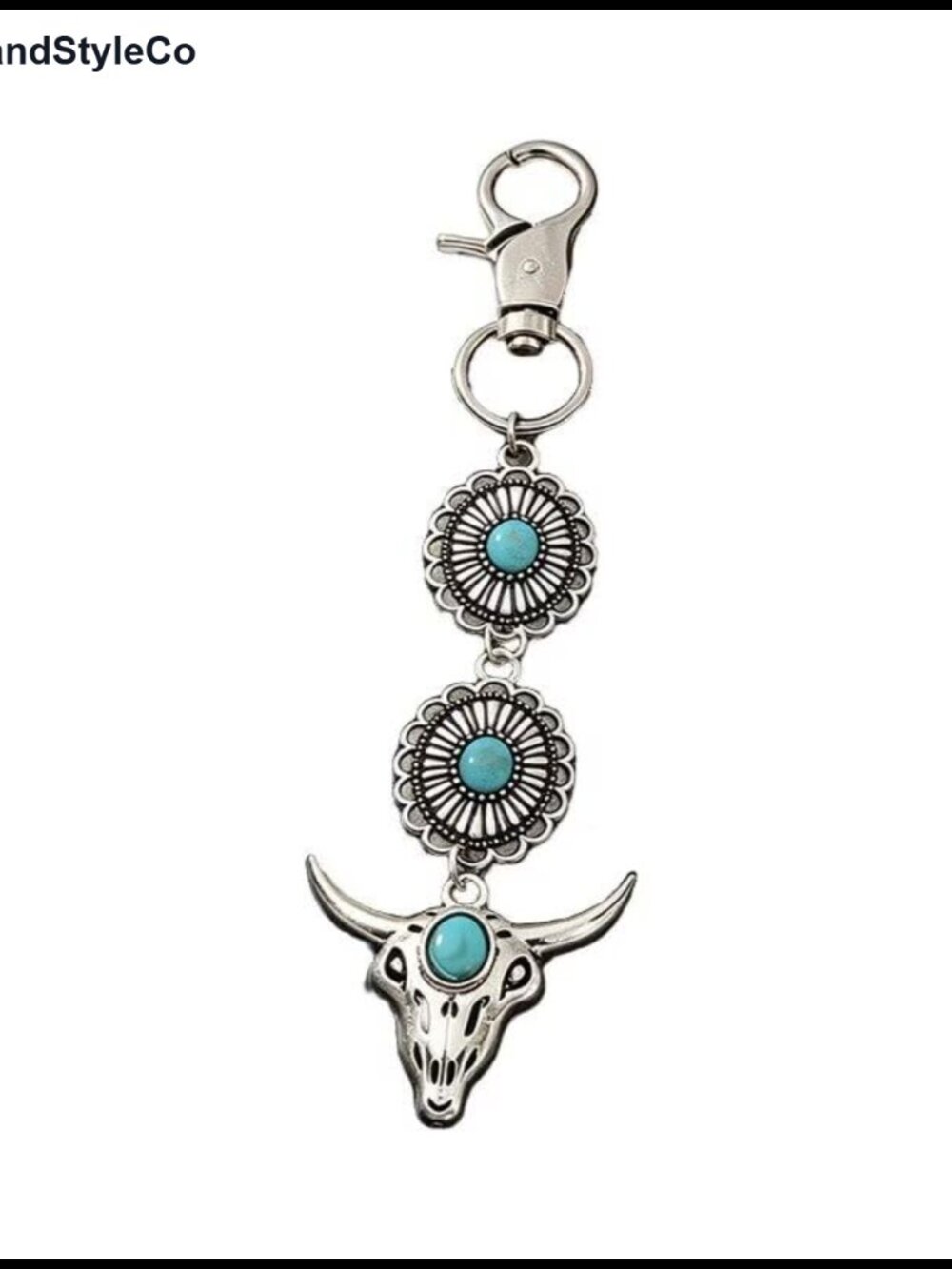 Vintage Turquoise Keychain Western Cowgirl Keyring Charm for Purses Women